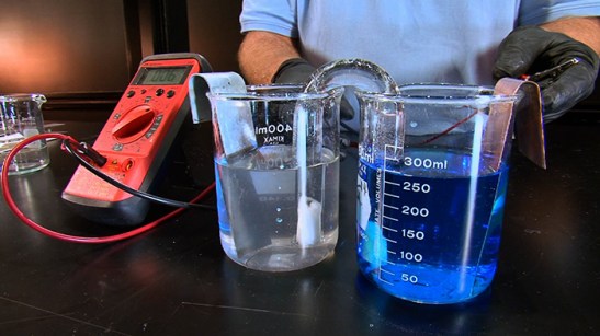 Using beakers for the battery!