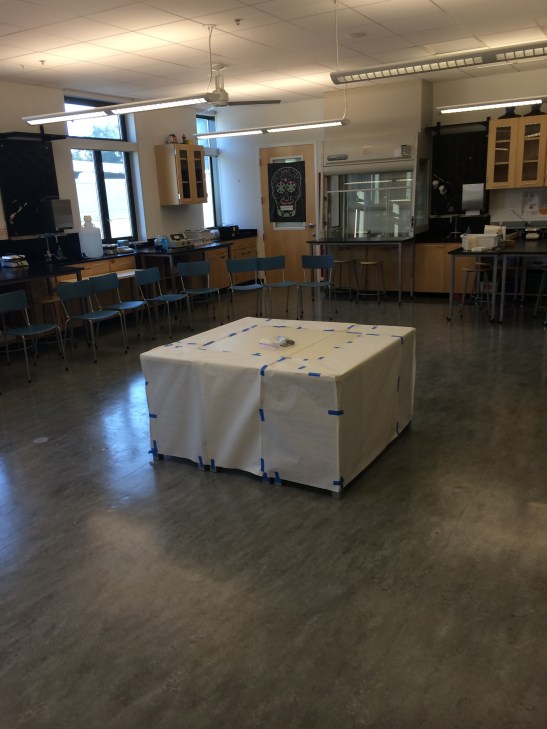 What is under the table?